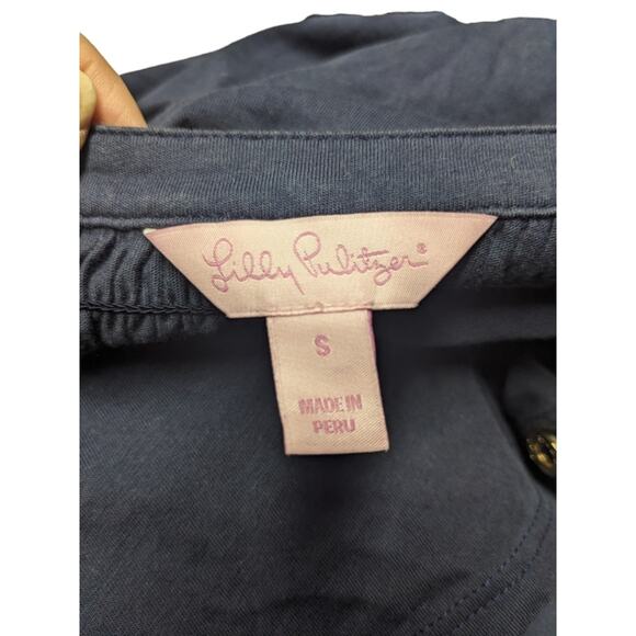 Lilly Pulitzer Tiegan navy bell sleeve button up midi dress 30541 - Picture 6 of 8